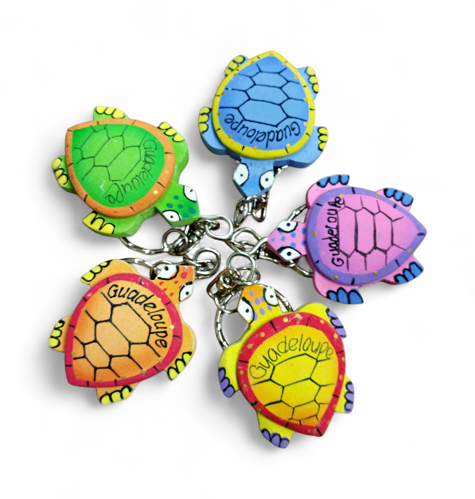 Porte-clé bois - coloré tortue