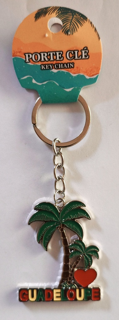 Porte-clé métal - cocotier rouge jaune vert