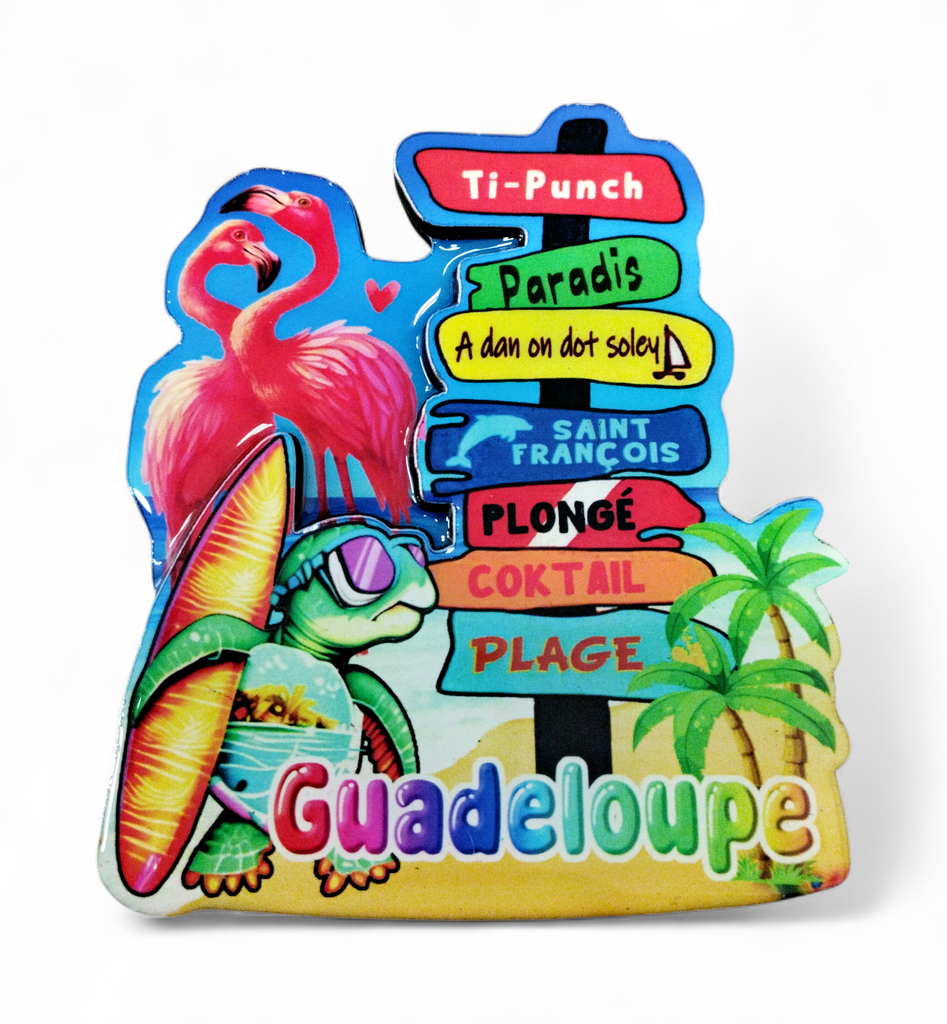 Magnet MDF - Panneaux de directions tortue et flammant