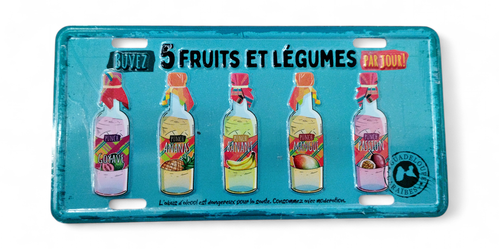 Magnet Plaque - Buvez 5 Fruits et Légumes par jour