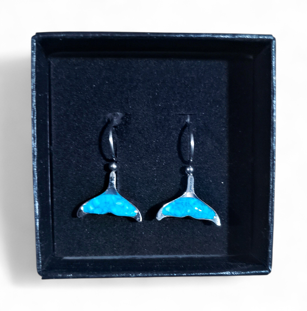 BO Acier inoxydable Sodalite Queue de baleine bleu turquoise