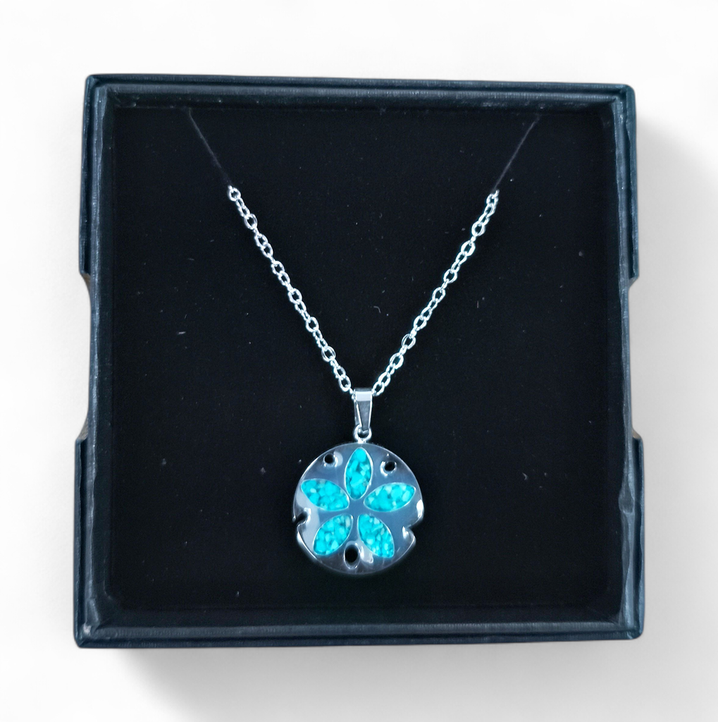 Collier Acier inoxydable Sodalite Shell vert turquoise