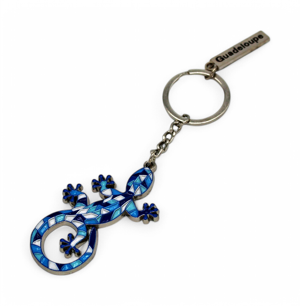 Porte-Clé Métal Lézard Bleu