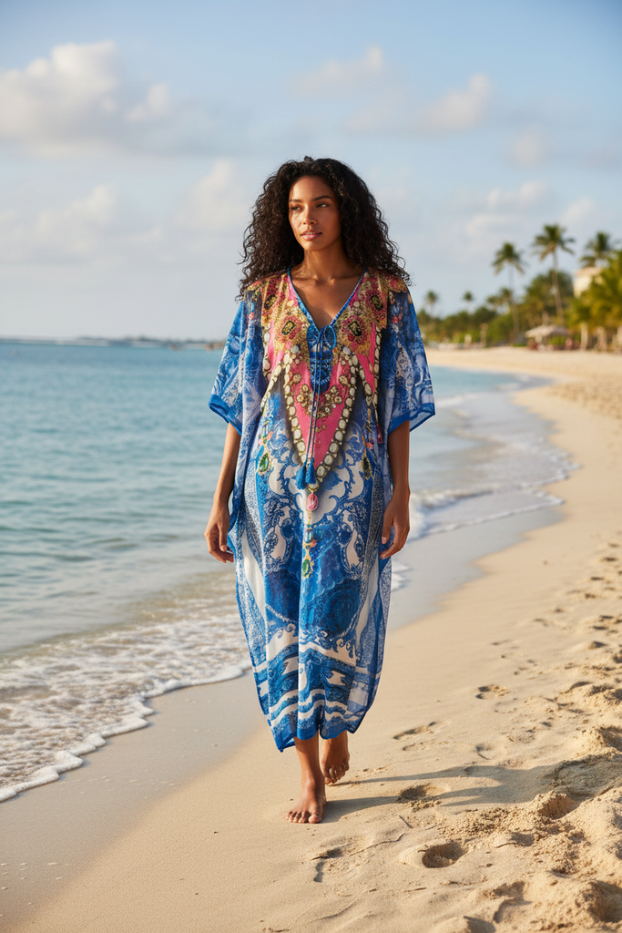 [73009] Kaftan Long Digital Shiffon