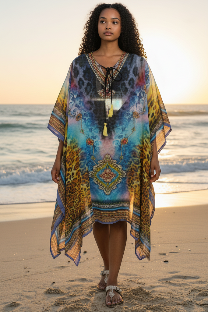[73025] Kaftan Short Digital Shiffon