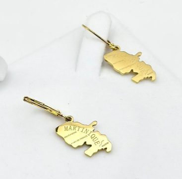 Boucle D'oreille métal Carte Taille Petit Couleur Or