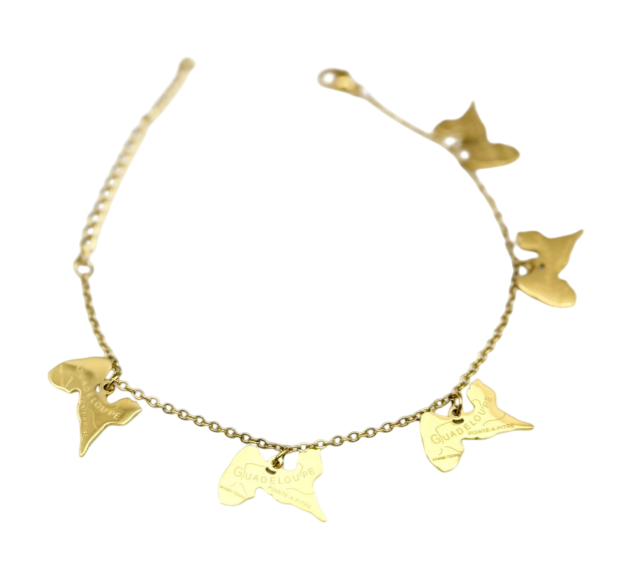 [23030] Bracelet Métal Chaine Carte Couleur Or