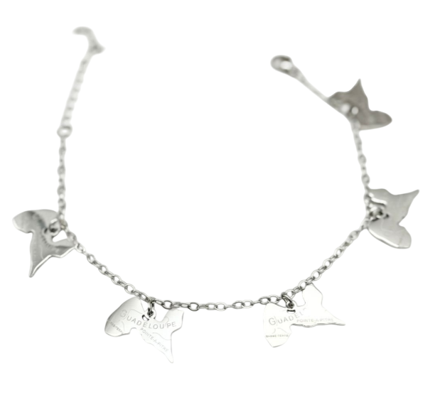 Bracelet Métal Chaine Carte Couleur Argent