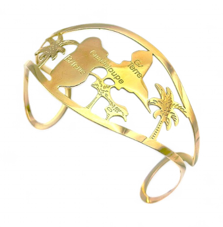  Bracelet Rigide Large Carte Couleur Or