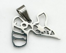 Pendentif Acier Inox Ajouré Carte et cocotier 3 Cm Argent