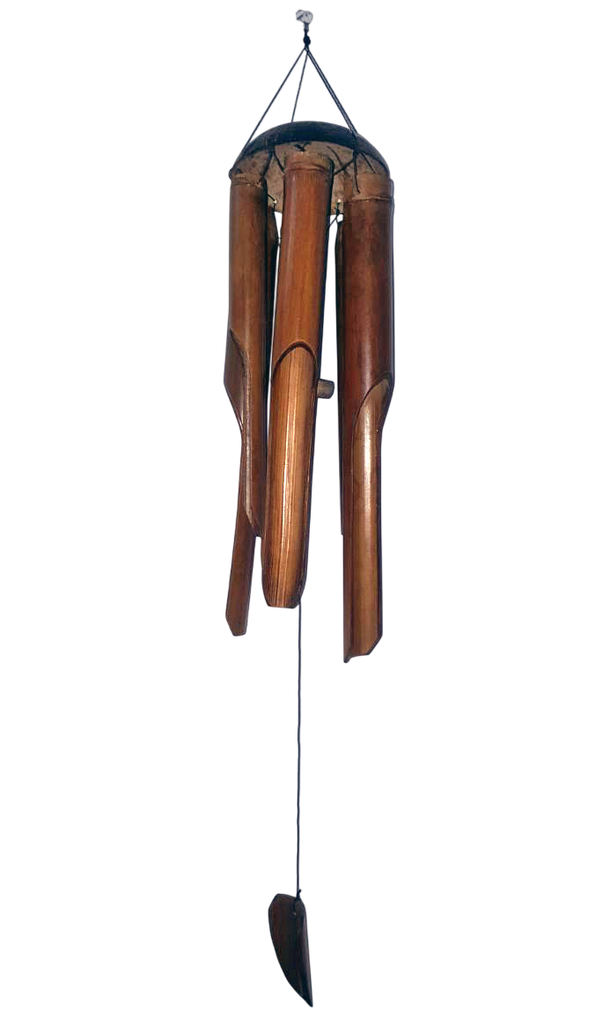 Carillon Bambou 30 Cm Sable Tête Coco Dessin Gecko Tortue Cocotier