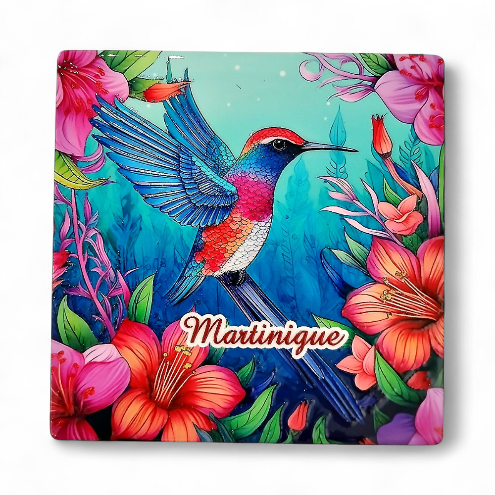 [36040] Set de 4 dessous de verre céramique colibri