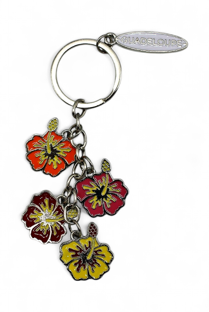 Porte-clé Métal - Breloque 4 Hibiscus