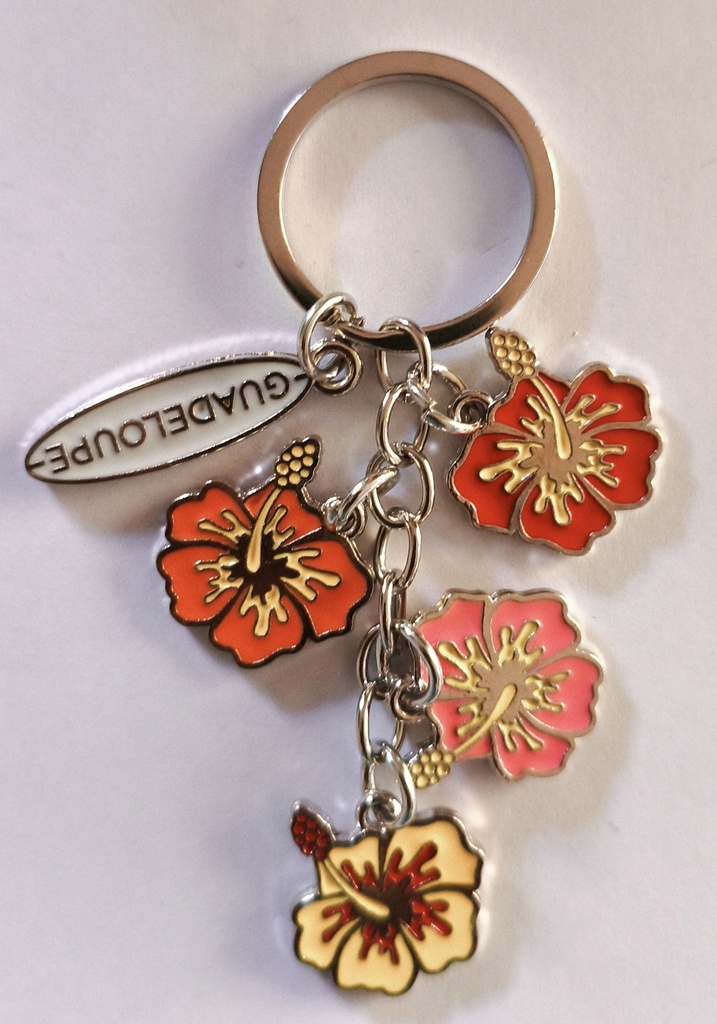 Porte-clé Métal - Breloque 4 Hibiscus
