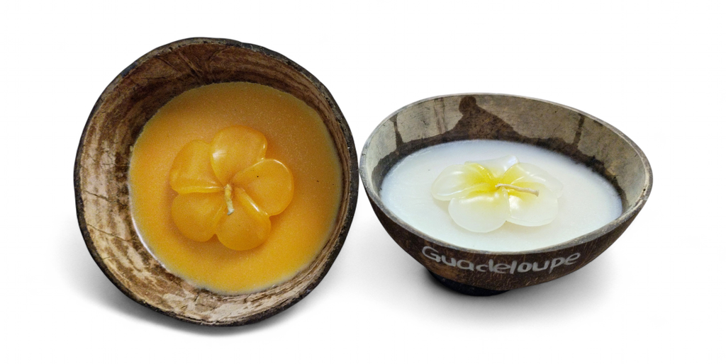 [41020] Bougie fleur coquille demi noix de coco