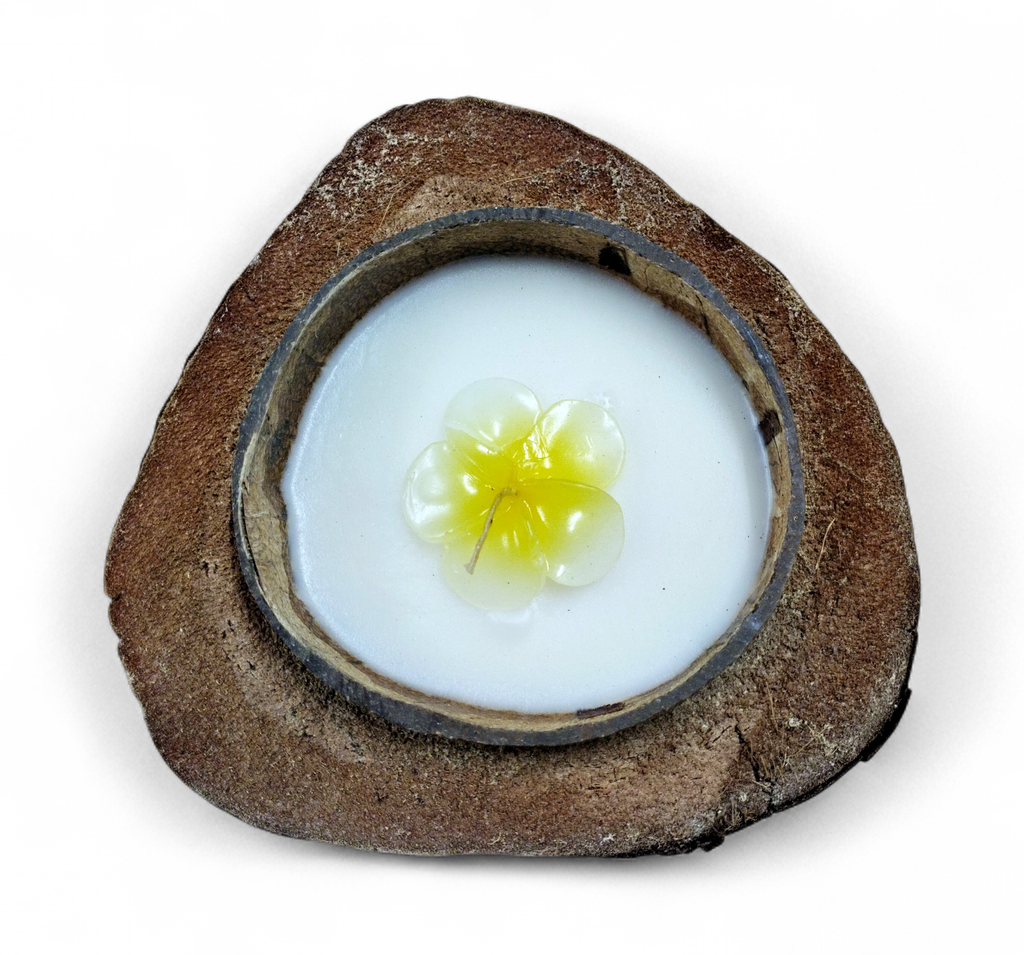 [41021] Bougie fleur Demi noix de coco nature
