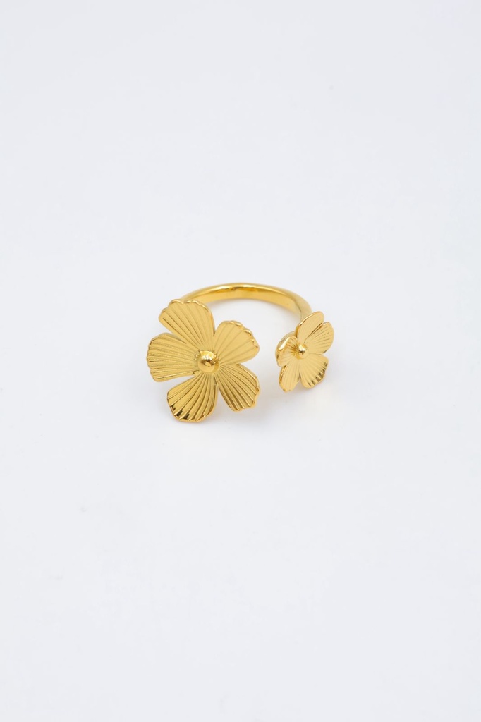 Bague inoxydable double fleur