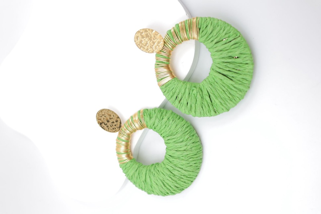 Boucle D'oreille rotin et couleur or forme rond