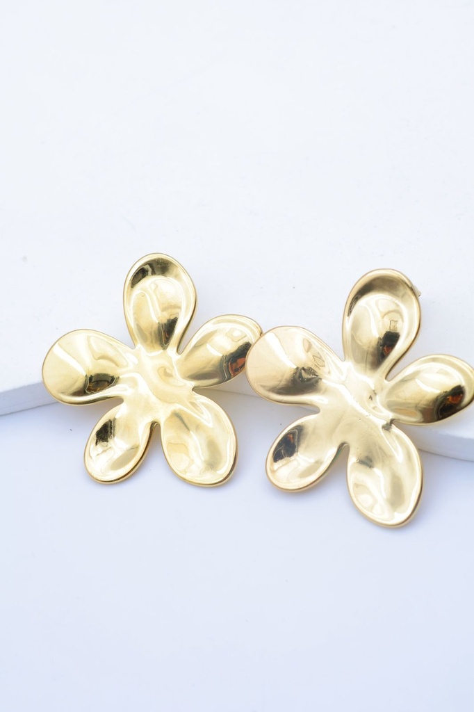 Boucle D'oreille inoxydable fleur doré