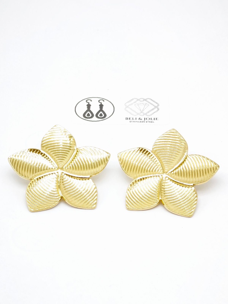 [22037] Boucle D'oreille inoxydable fleur striés