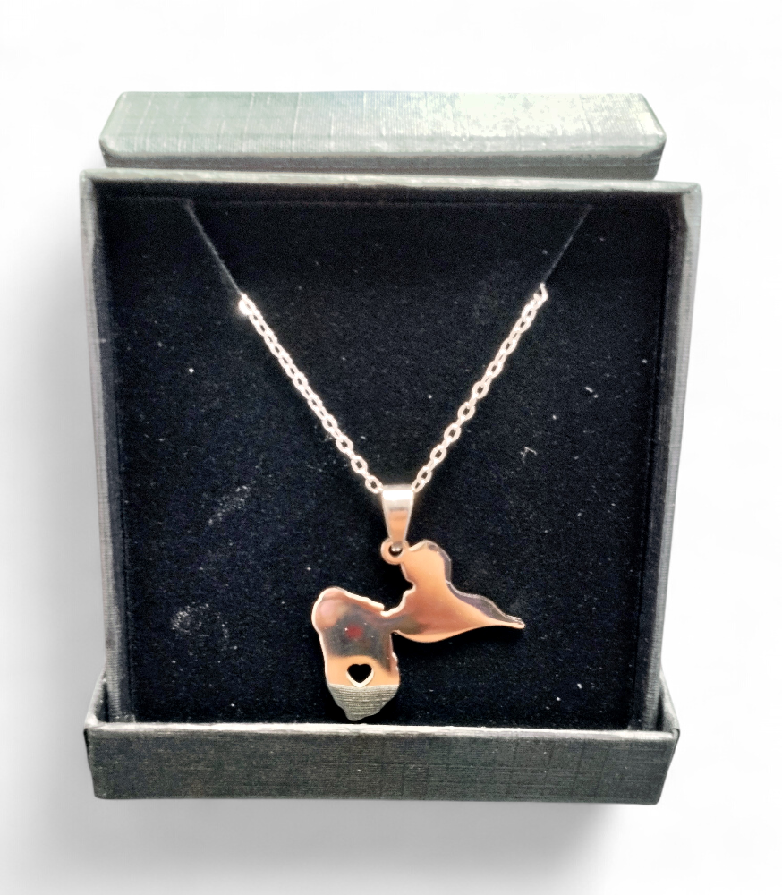 Collier acier inoxydable Carte petit coeur
