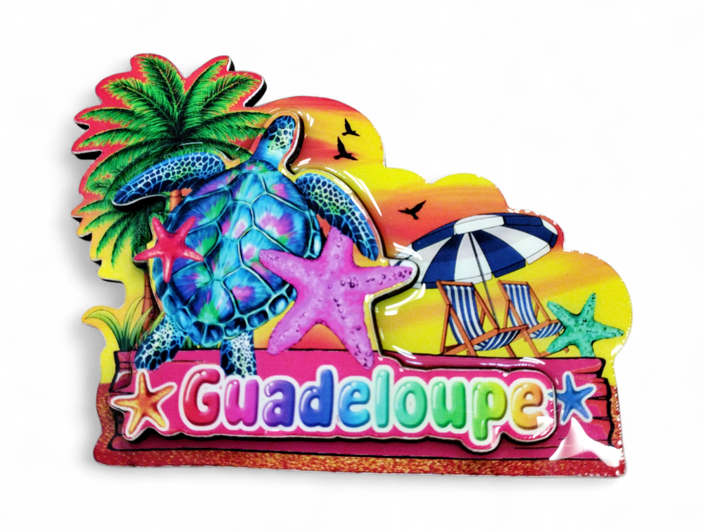 [15317] Magnet MDF plage parasol étoile de mer et tortue