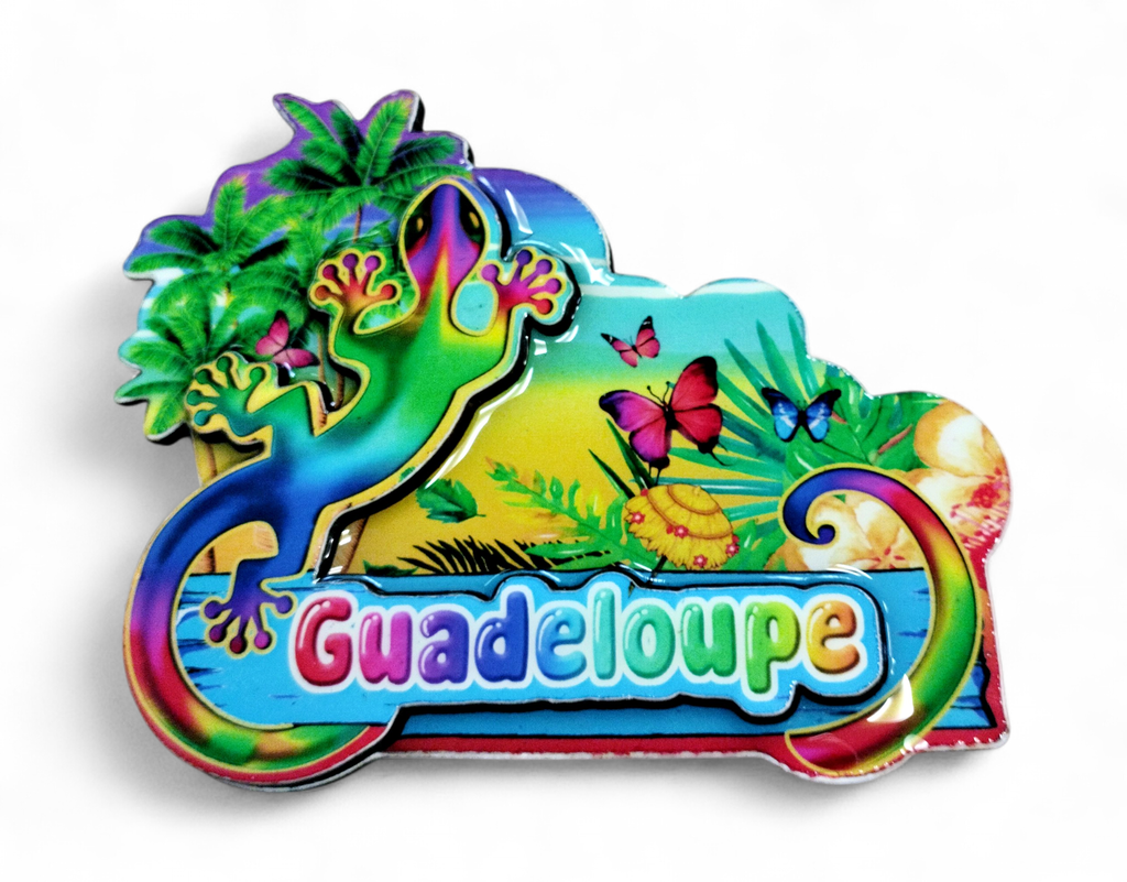 [15318] Magnet MDF plage parasol étoile de mer et lézard