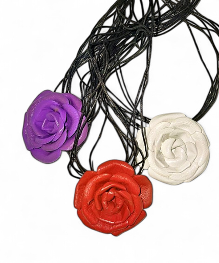 [26028] Collier Fleur Cuir