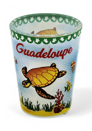 [37001] Verre Shot Transparent Tortue Et Corail