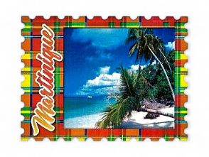 [15215] Magnet Bois Timbre Madras Plage Des Salines MQ