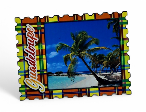 [15220] Magnet Bois Timbre Madras Cocotier Plage GP