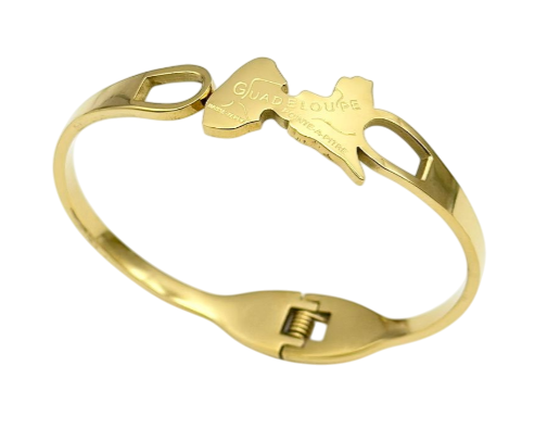 [23032] Bracelet Métal Jonc Ajustable Carte Couleur Or