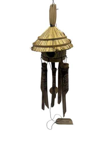 [47036] Carillon Bambou niche d'oiseau, peinture antique