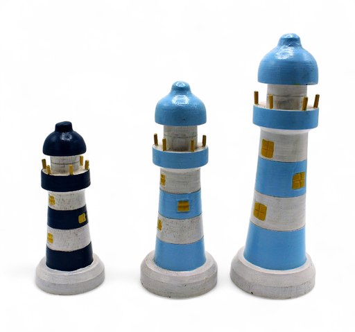 [46051] Set de 3 Sculptures Phare 35cm 30 cm 25 cm