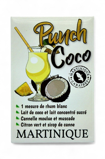 [15263] Magnet rectangle - illustration Recette Punch Coco