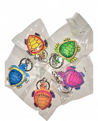 [16075] Porte clef bois coloré tortue