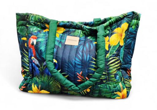 [18055] Sac Molletonné Perroquet et feuille tropical