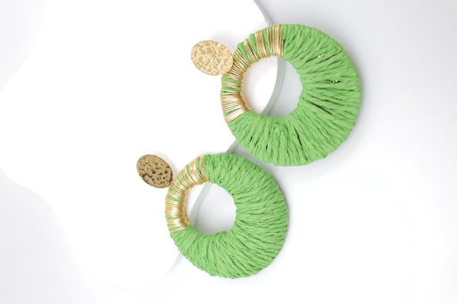 [22020] Boucle D'oreille rotin et couleur or forme rond