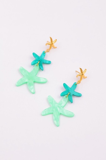 [22029] Boucle D'oreille inoxydable 3 étoiles de mer doré et couleur