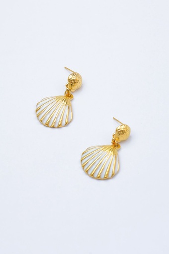 [22036] Boucle D'oreille inoxydable coquillage doré et couleur