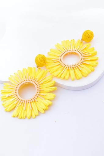 [22041] Boucle D'oreille inoxydable rotin fleur