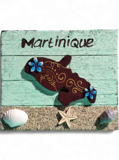 [15310] Magnet bois carte et coquillage sur sable