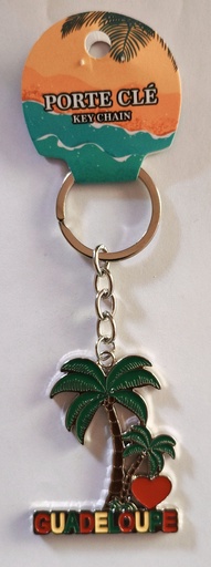 [16082] Porte-clé métal - cocotier rouge jaune vert
