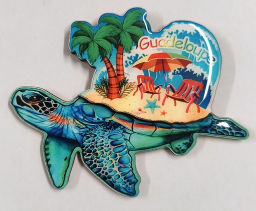 [15324] Magnet MDF Tortue avec plage sur carapace