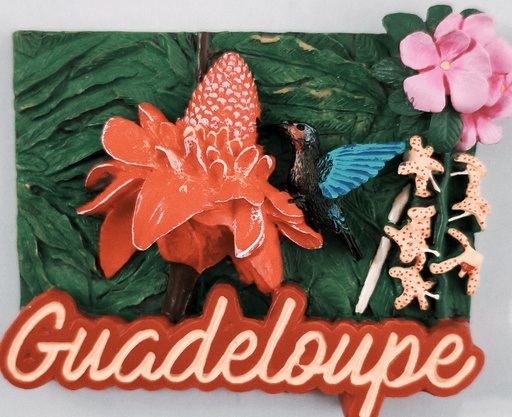 [15364] Magnet Résine - Rose de porcelaine et Colibri