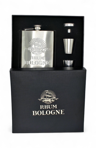 [37022] Coffret flask + 2 verres Rhum Bologne