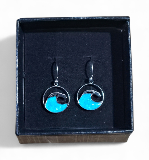 [22060] BO Acier inoxydable Sodalite vague bleu turquoise