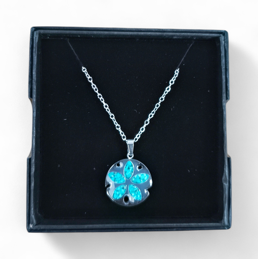 [26073] Collier Acier inoxydable Sodalite Shell vert turquoise
