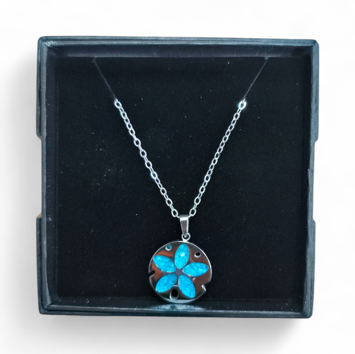 [26074] Collier Acier inoxydable Sodalite Shell bleu turquoise