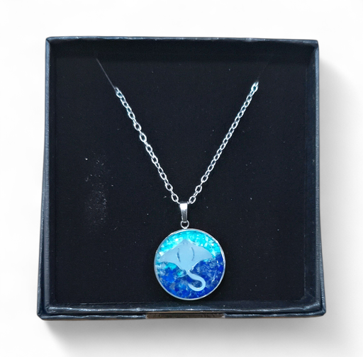 [26084] Collier Acier inoxydable Sodalite rond Ray sable bleu turquoise